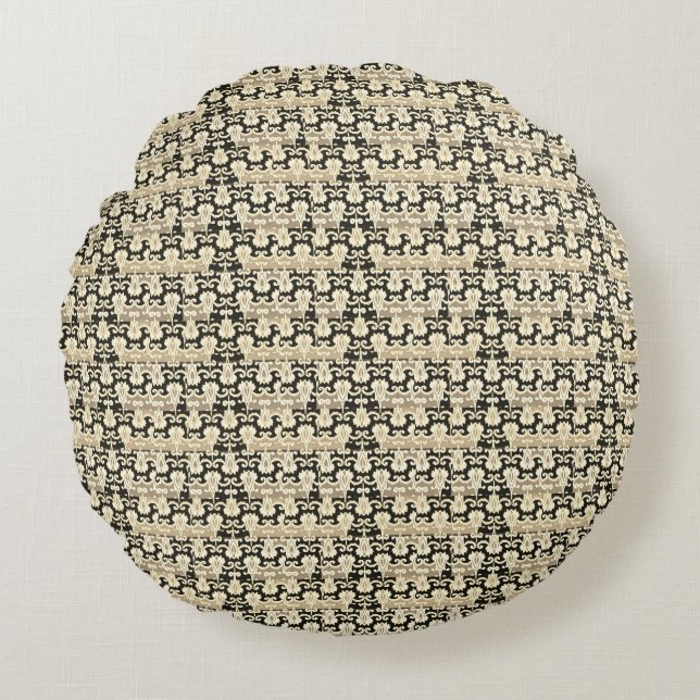 Vintage-Accents-Black-Cream-Elegance-Round Round Cushion (Front)