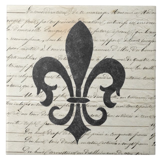 Vintage Accents French Ephemera Fleur De Lis Tile (Front)