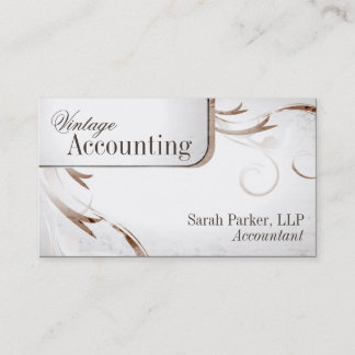 Vintage Accounting Bookkeeping Swirl Business Card
