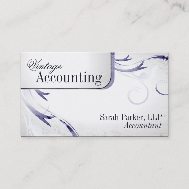 Vintage Accounting Bookkeeping Swirl Business Card (Front)
