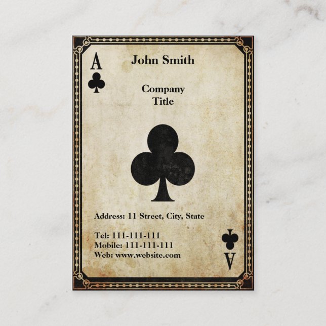 Vintage Ace of Clubs Business Card (Front)