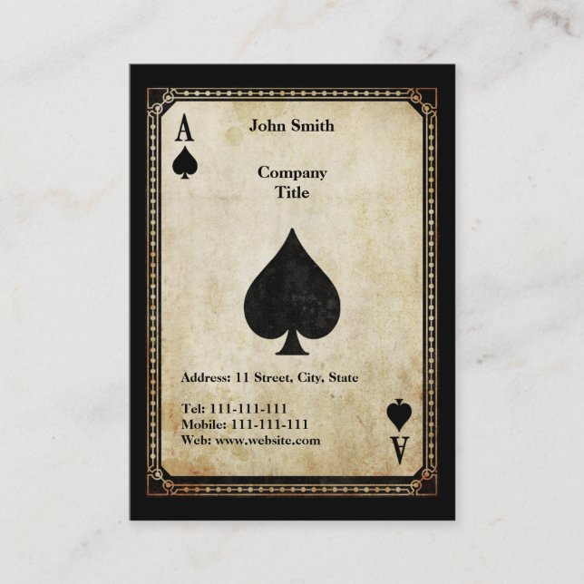 Vintage Ace of Spades Business Card (Front)