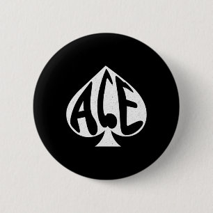 Vintage Ace Of Spades Texas Hold'em Playing Card  6 Cm Round Badge