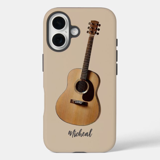 Vintage Acoustic Guitar Retro Music Phone Case (Back)