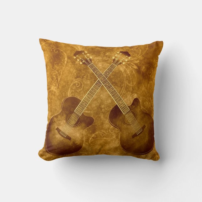 Vintage Acoustic Guitars Pillow (Front)