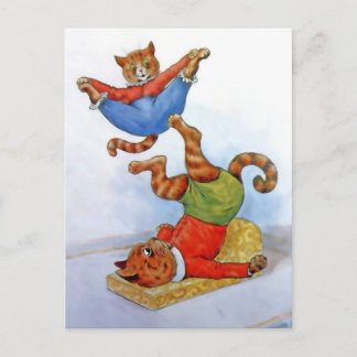 Vintage Acrobat Cats Postcard