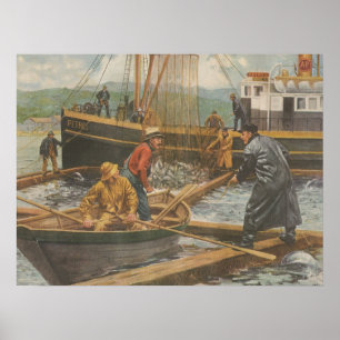 Vintage Ad art. A&P grocery store logo on boat Poster