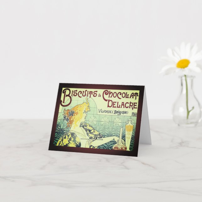 Vintage Ad Biscuits Chocolat Delacre Note Card (Small Plant)