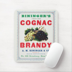 Vintage Ad For Bininger's Cognac Brandy. Mouse Pad