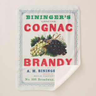 Vintage Ad For Bininger's Cognac Brandy. Sherpa Blanket