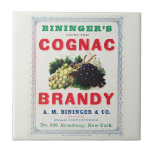 Vintage Ad For Bininger's Cognac Brandy. Tile