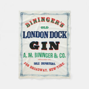 Vintage Ad For Bininger's Old London Dock Gin Fleece Blanket