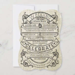 Vintage Ad Modern Typography Wedding Invitation