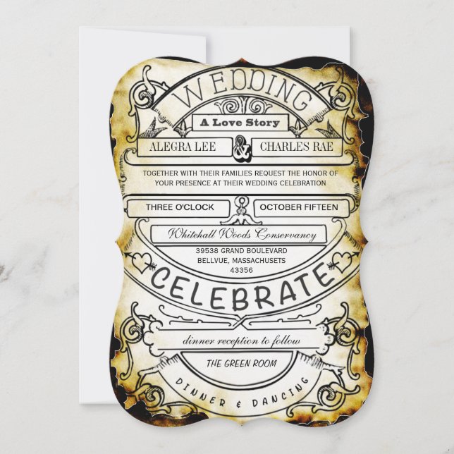 Vintage Ad Modern Typography Wedding Invitation (Front)