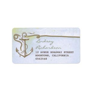 vintage address label  with nautical anchor