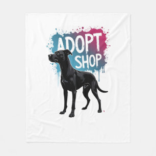 Vintage Adopt Dont Shop Dog Graffiti Rescue Art De Fleece Blanket