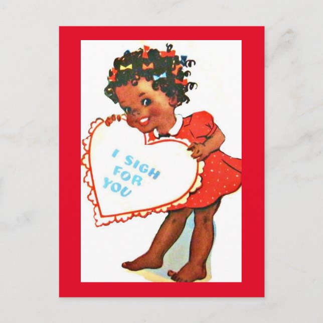 Vintage Adorable African Amer Girl Valentine Postcard (Front)