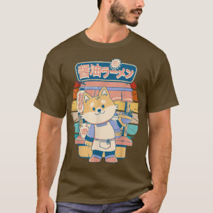 Vintage adorable corgi dog cartoon ramen bowl, ram T-Shirt