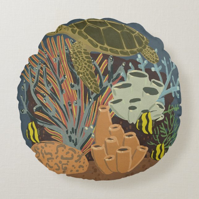 Vintage Adquarium Round Cushion (Front)