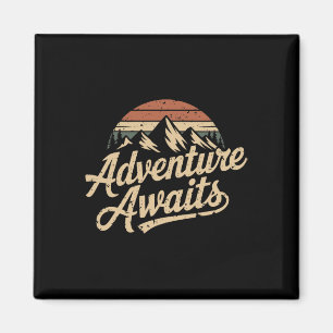 Vintage Adventure Awaits Outdoor Mountains Nature Magnet