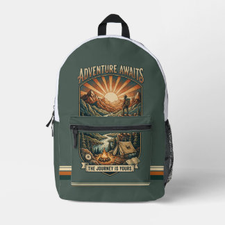 Vintage Adventure Awaits Retro Printed Backpack