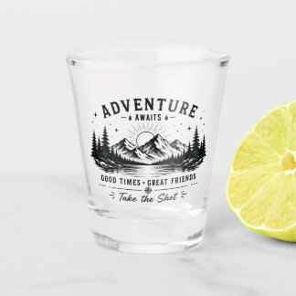 Vintage Adventure Awaits Shot Glass Design
