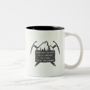 Vintage Adventure Logo Badge, Emblem With Two-Tone Coffee Mug