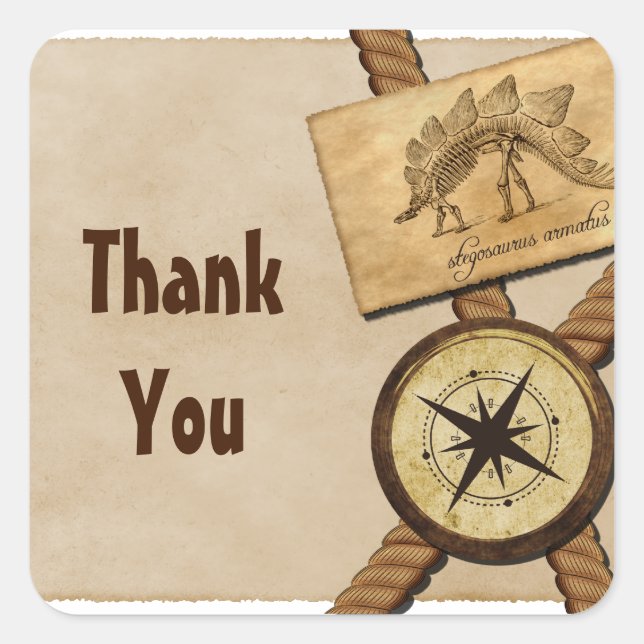 Vintage Adventure Thank You Stickers (Front)