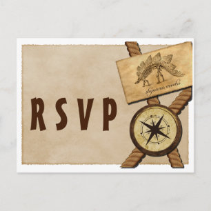 Vintage Adventure Wedding RSVP Postcard
