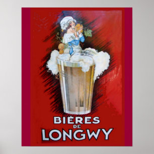 Vintage Advertisement, Bieres de Longwy Poster