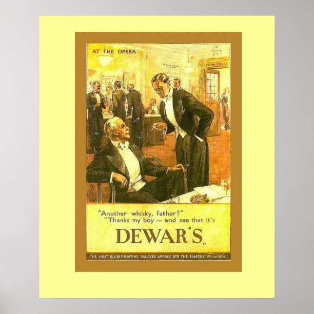 Vintage Advertisement, Dewar's Scotch Whisky Poster (Front)