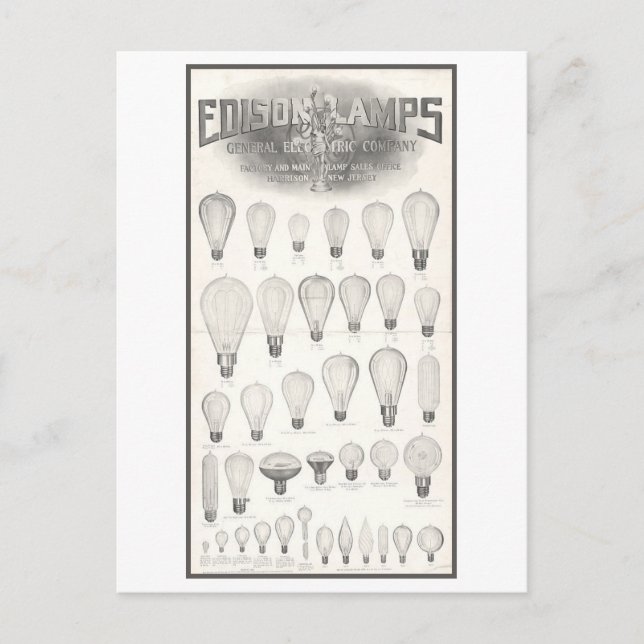 Vintage Advertisement Edison Lamps Light Bulbs Postcard (Front)