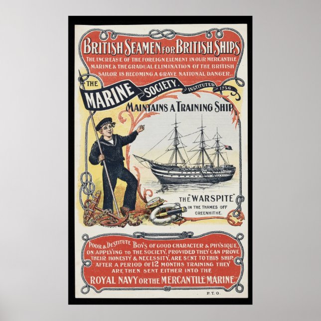 Vintage Advertisement for British Seamen Nautical Poster (Front)