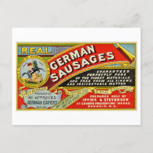 Vintage Advertisement for "Real" German Sausages Postcard