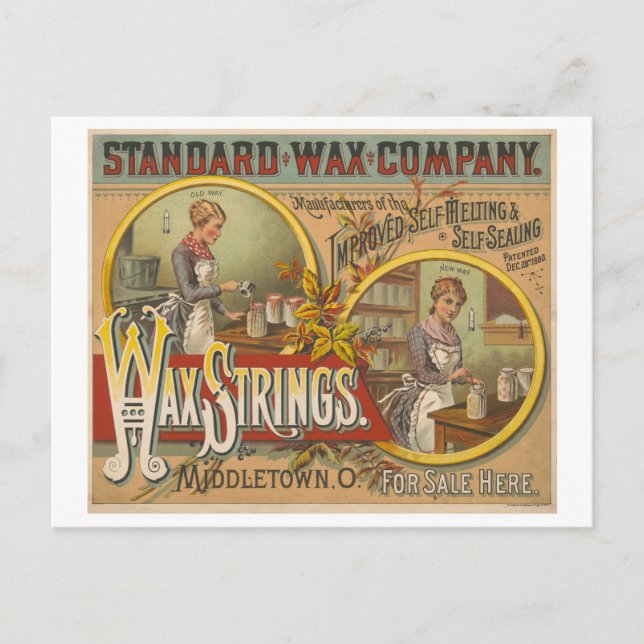 Vintage Advertisement for Standard Wax Strings Postcard (Front)