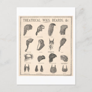 Vintage Advertisement for Theatrical Wigs + Beards Postcard
