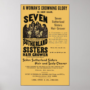 Vintage Advertisement for Women's Hair Grower Poster