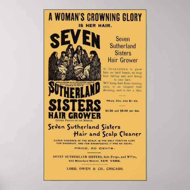 Vintage Advertisement for Women's Hair Grower Poster (Front)