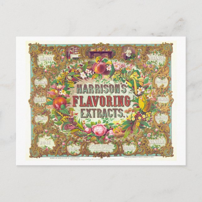 Vintage Advertisement Harrison's Flavouring Extrac Postcard (Front)