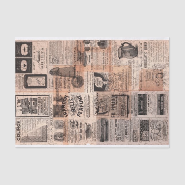Vintage Advertising Collage Tissue Paper (Front)