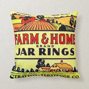 Vintage Advertising Farm Home Canning Fruit Jars Cushion