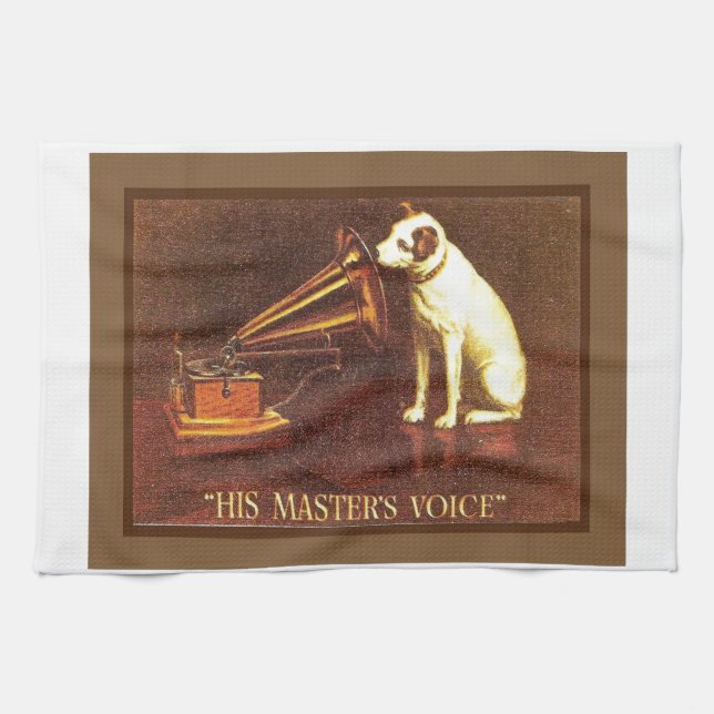VIntage advertising, His master's Voice Tea Towel (Horizontal)