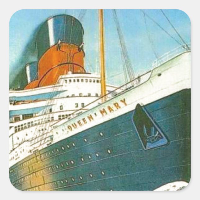 Vintage advertising, RMS Queen Mary Square Sticker (Front)