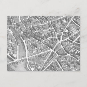 Vintage Aerial Paris Map Postcard