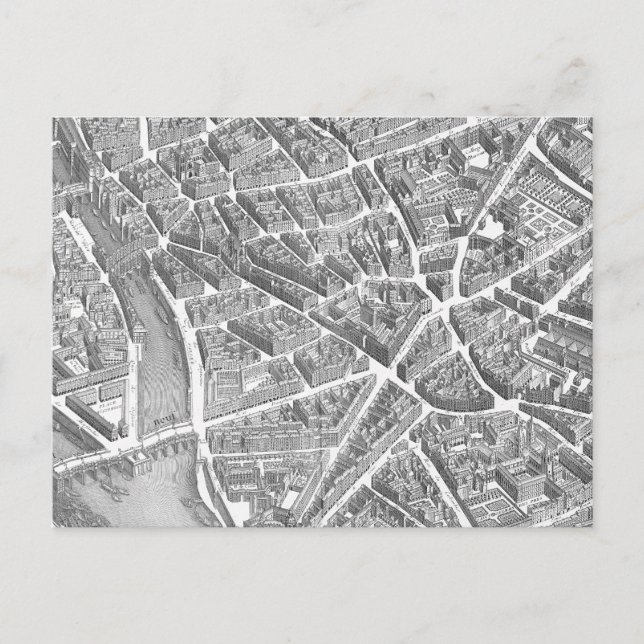 Vintage Aerial Paris Map Postcard (Front)