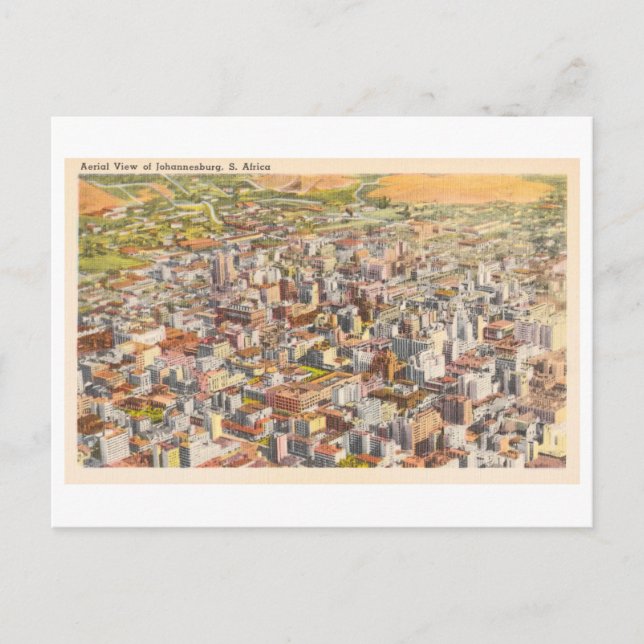 Vintage Aerial View of Johannesburg Postcard (Front)