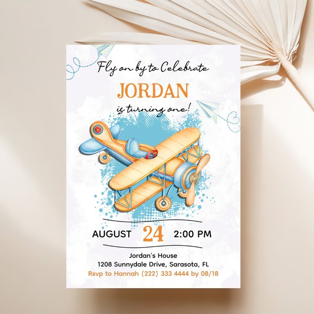 Vintage Aeroplane 1st Birthday Party Invitation (Creator Uploaded)