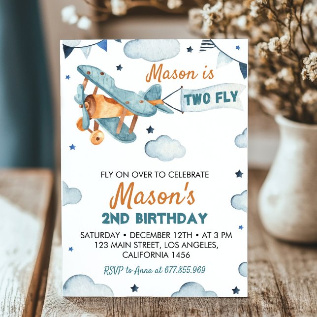 Vintage Aeroplane 2nd Birthday Invitation (Creator Uploaded)