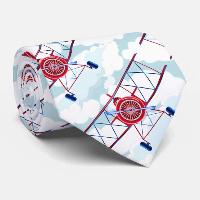 Vintage Aeroplane Airforce Airshow Aviator Tie (Rolled)