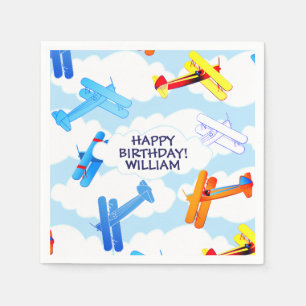 Vintage Aeroplane Airforce Aviator Birthday Party Napkin